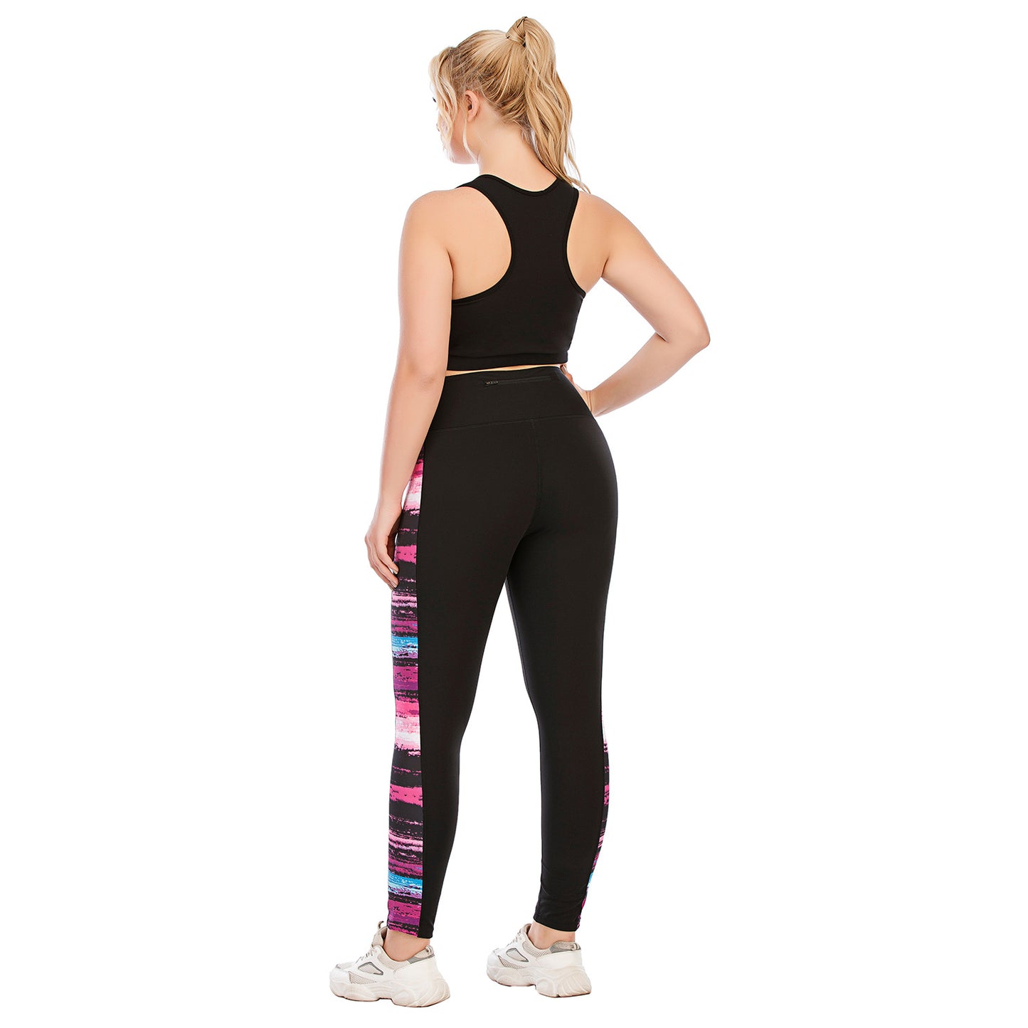 Curvy Fitness Yoga Suits Sport Bra & Leggings Striped Print Womens Workout Clothes Plus Size Two Piece Sets Wholesale