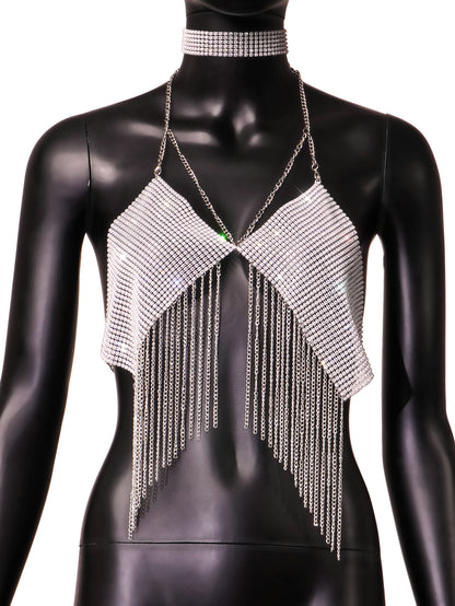 Sexy Nightclub Slim Fit Fringe Rhinestone Camisole Wholesale Womens Tops