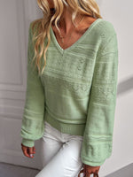 Casual V-Neck Long Sleeve Solid Color Wholesale Sweaters