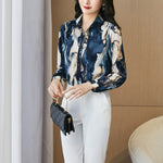 Printed Long Sleeve Blouse Curve Women Shirt Tops Wholesale Plus Size Clothing