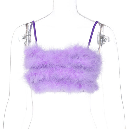 Fur Wrap Chest Womens Camisole Wholesale Crop Tops