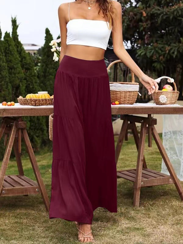 Cotton Linen Casual High Waist Women Wide Leg Loose Trousers Wholesale Pants