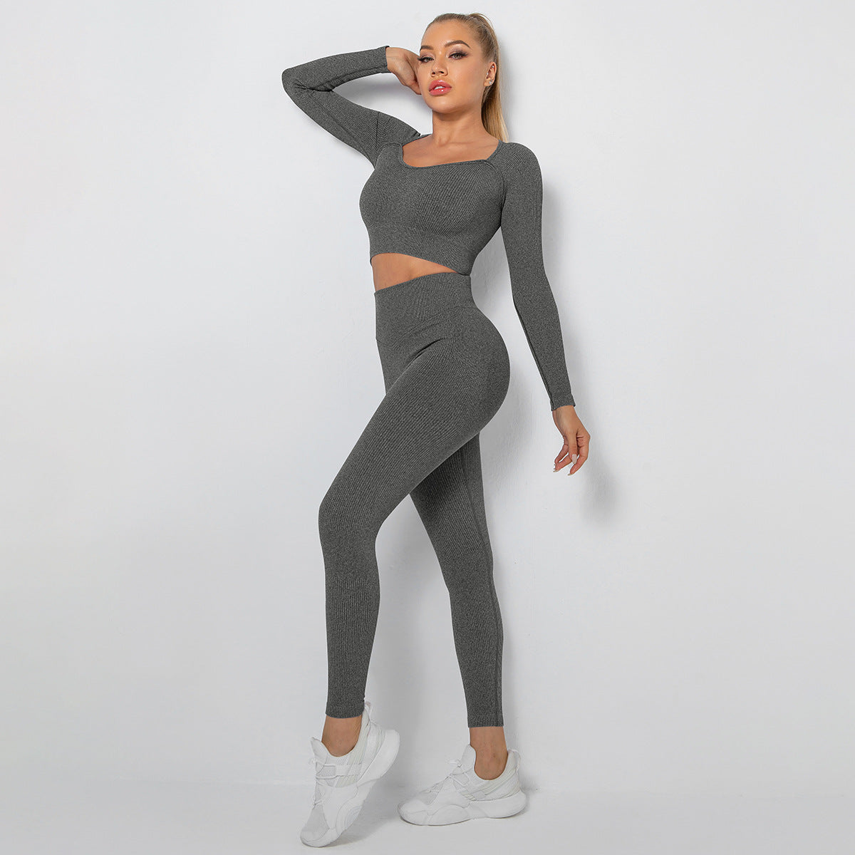 Seamless Thread Multi-Angle Stitching Long-Sleeved Sports Fitness Suit Wholesale Women Clothing