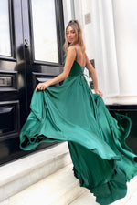Sexy Suspender Backless Solid Color Large Swing Long Evening Dress Wholesale Dresses