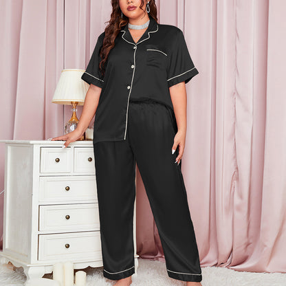 Loose Short Sleeve Shirts & Trousers Homewear Curvy Pajamas Sets Wholesale Plus Size Clothing