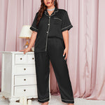 Loose Short Sleeve Shirts & Trousers Homewear Curvy Pajamas Sets Wholesale Plus Size Clothing