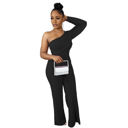 One Shoulder Long Sleeve Women Jump-Suit Wholesale Jumpsuits