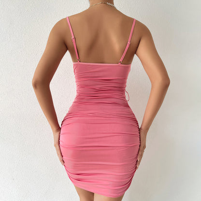 Sexy See-Through Backless Mesh Package Hip Dress Wholesale Dresses