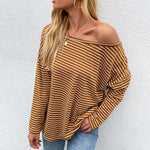 Long Sleeve Shirt Wholesale Women Clothing Striped Loose Casual Tops