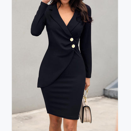 Button Long Sleeve Business Slim Blazer Dress Wholesale Dresses