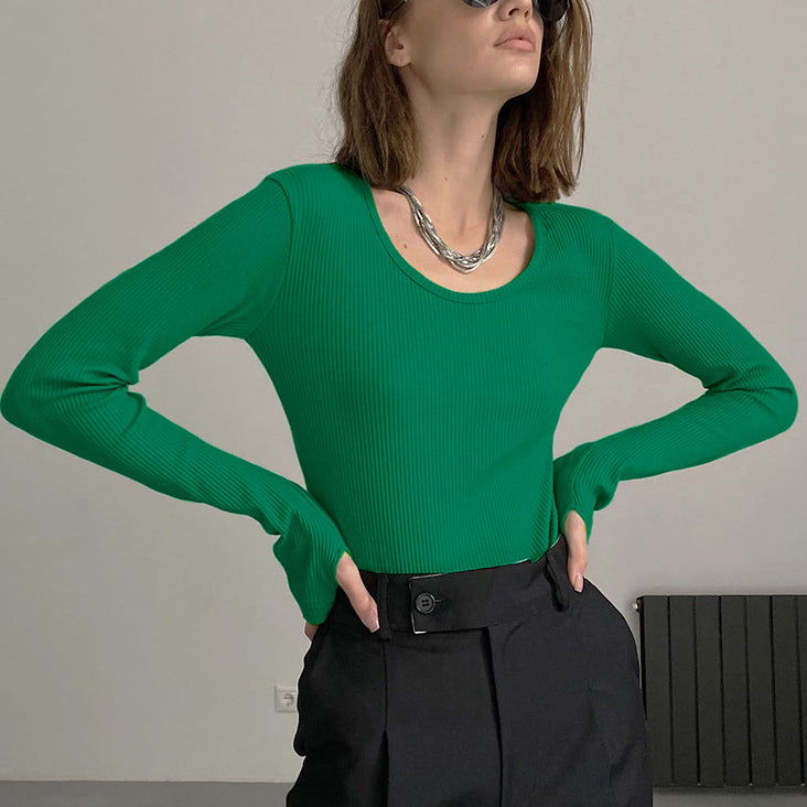 Slim O-neck Full Sleeve Wholesale Womens Tops For St. Patrick'S Day