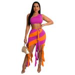 Fashion Short Top & Colorblock Skirt Sexy Suits Wholesale Women'S 2 Piece Sets