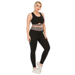 Curvy Fitness Yoga Suits Leopard Print Cutout Sport Bra & Leggings Workout Clothes Plus Size Two Piece Sets Wholesale
