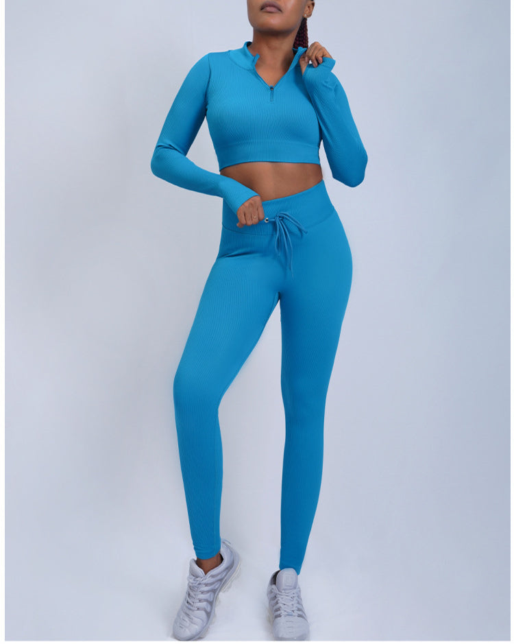 Zipper Short Tops & Leggings 2pcs Seamless Yoga Suits Wholesale Activewear Sets