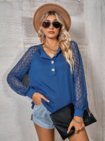 Lace Long Sleeve Pullover Button Blouse Wholesale Womens Tops