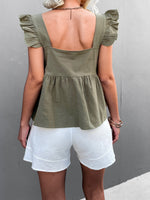 Solid Color Frill Sleeve Loose Womens Shirts Ruffles Sling Vest Casual Wholesale Tank Tops