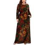 Floral Print Long Sleeve Casual Curvy Dresses Wholesale Plus Size Clothing