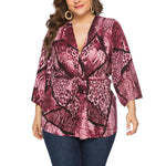 Loose Snake-Print Curvy Tops Wholesale Plus Size Clothing