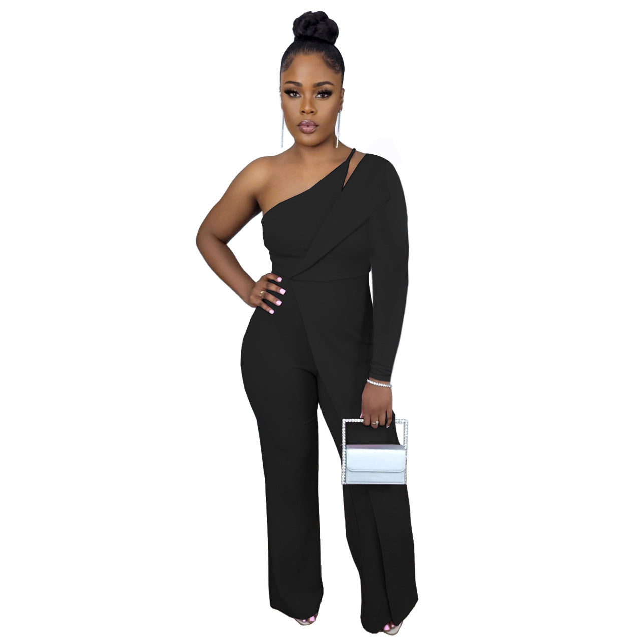 One Shoulder Long Sleeve Women Jump-Suit Wholesale Jumpsuits