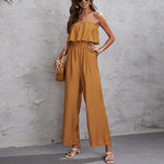 Summer Ruffle Wide-Leg Tube Top Sexy Women Jump Suit Wholesale Jumpsuits
