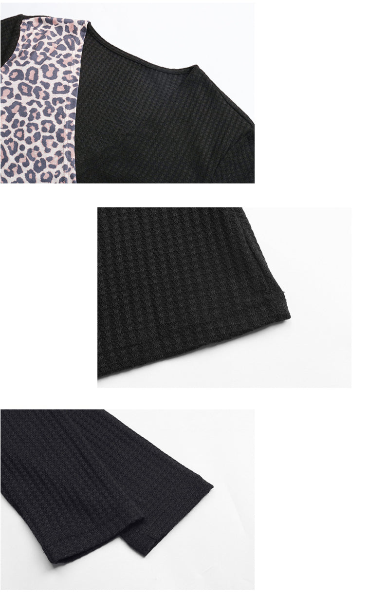 Leopard Print Long Sleeve Wrap Women Shirts Wholesale Blouse