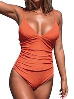 Solid Color Sleeveless V Neck Wholesale One Piece Swimsuits For Women Summer