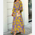 Printed Long Sleeve Blouse & Maxi Skirts Suits Wholesale Women'S 2 Piece Sets