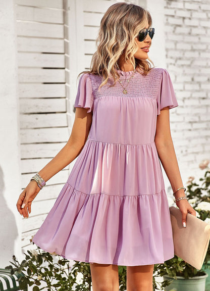 Elegant Puff Sleeve Smocked Dress Wholesale Dresses