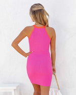 Sleeveless Color Block Crew Neck Knit Wholesale Bodycon Dresses For Women Summer