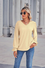 Long-Sleeved Hollow Lace Stitching Blouse Wholesale Womens Tops