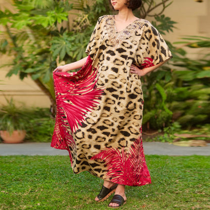 Muslim Women Fashion Leopard Print Lantern Sleeve Wholesale Beachwear