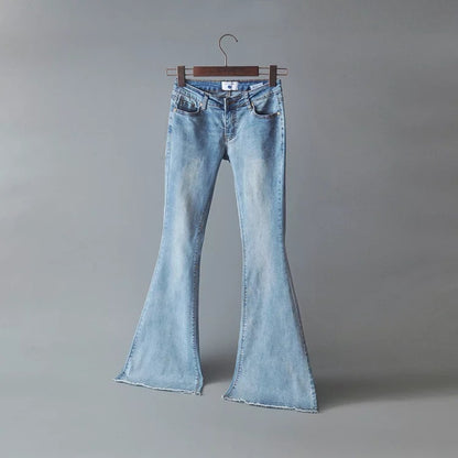 Retro High Waist Flared Pants Denim Trousers Wholesale Jeans For Women