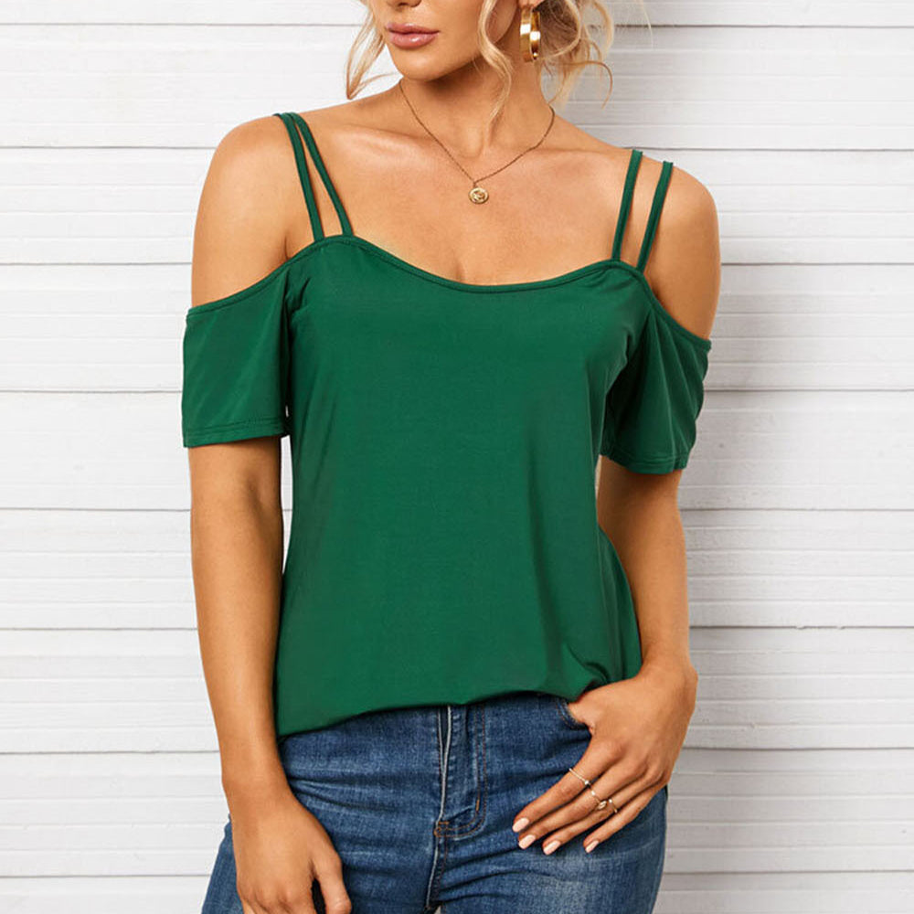 Sling Short Sleeve Off Shoulder Sexy Pullover Tops Wholesale Women'S T Shirts