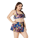 Womens Curvy Split Swimsuit Bikini & Skirts Trendy Printed Plus Size Two Piece Sets Wholesale Swimwears