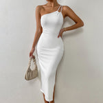 Adjustable Shoulder Strap Sling Dress Solid Color Cutout Backless Slit Bodycon Wholesale Dresses