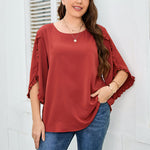 Chiffon Half-Sleeve T-Shirts Solid Color Casual Loose Wholesale Plus Size Clothing