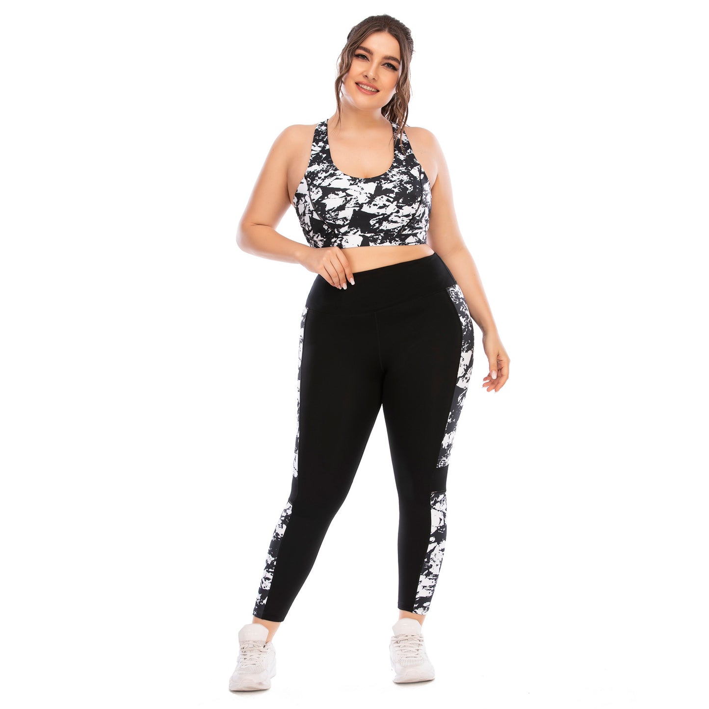 Curvy Fitness Yoga Suits Sport Bra & Leggings Printed Workout Clothes Plus Size Two Piece Sets Wholesale