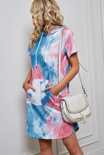 Tie-Dye Print Short-Sleeved Loose Casual Sweatshirt Dress Wholesale Dresses