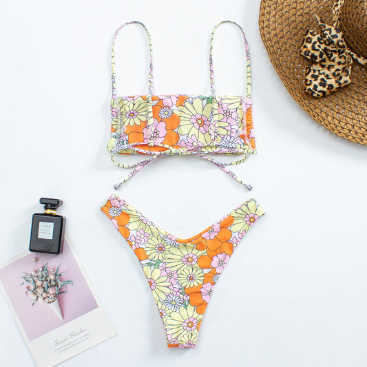 Floral Printed Summer Trendy Bikini Ladies Two Piece Sets Swimwear Wholesale Swimsuits Vendors