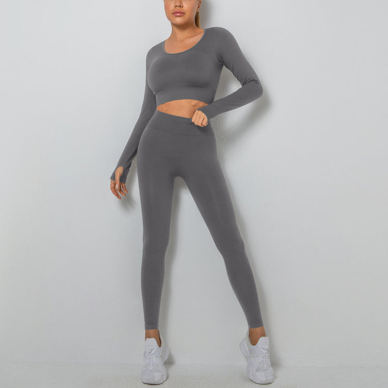 Long-Sleeve Sport T-Shirts & Leggings Seamless Yoga Suits Wholesale Activewear Sets