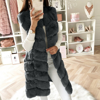 Faux Fur Sleeveless Coat Fuzzy Thicken Solid Color Wholesale Clothing For Women