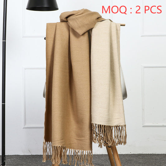 Casual Color Combination Double-Sided Faux Cashmere Tassels Shawl Wholesale Scarf