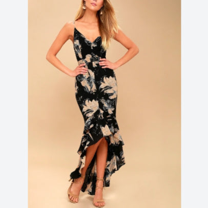 Asymmetrical Floral Cami Wholesale Maxi Dresses