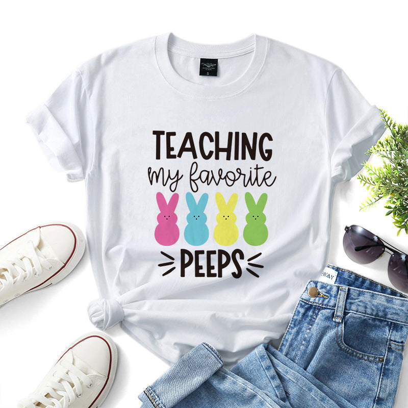 Women Fashion Easter Letter Print Wholesale T-shirts