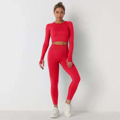 Knitted Seamless Long-Sleeved Tops & Leggings Sports Fitness Yoga Suits Wholesale Activewear Sets