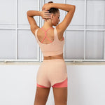 Fitness Sport 2pcs Sets Colorblock Athletic Vests & Shorts Activewears Wholesale Workout Clothes