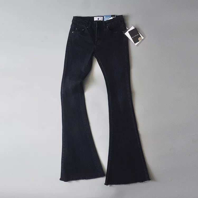 Retro High Waist Flared Pants Denim Trousers Wholesale Jeans For Women