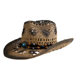 Retro Western Cowboy Straw Hat Cutout Sun Protection Wholesale Hat