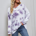 All-Match Long-Sleeved Round Neck Casual Loose Tie-Dye Sweatshirt Wholesale Women Top