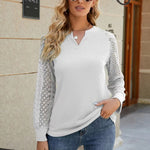 Solid Color Lace Stitching Long-Sleeve T-Shirt Wholesale Womens Tops
